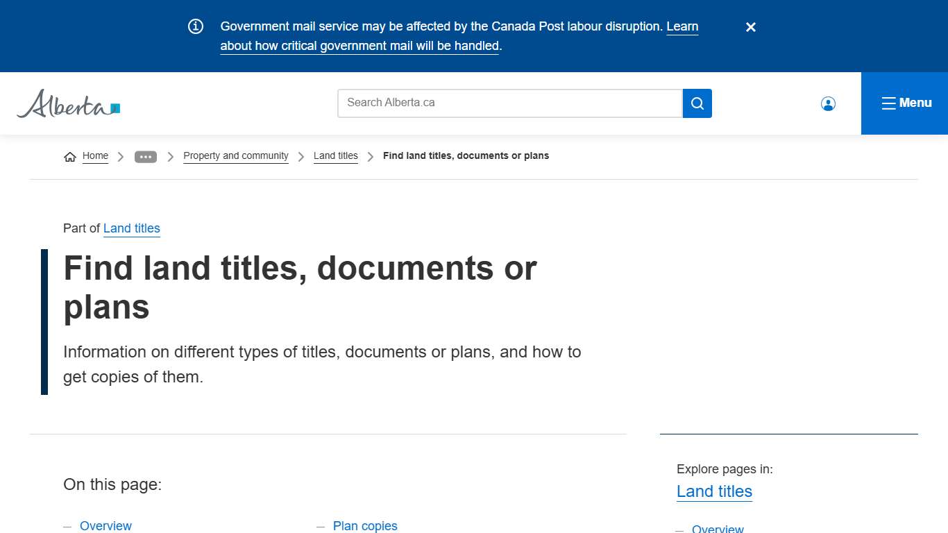 Find land titles, documents or plans Alberta.ca