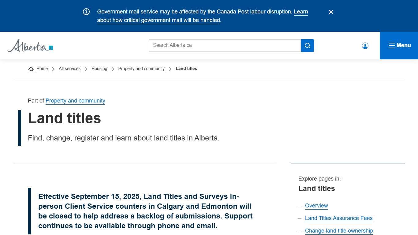 Land titles Alberta.ca